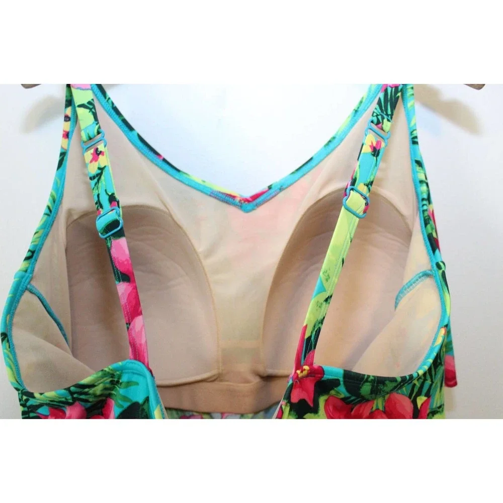 Catherines Tropical Floral Tiered Swimdress One Piece Swimsuit Plus 30W H14335 - Picture 10 of 11